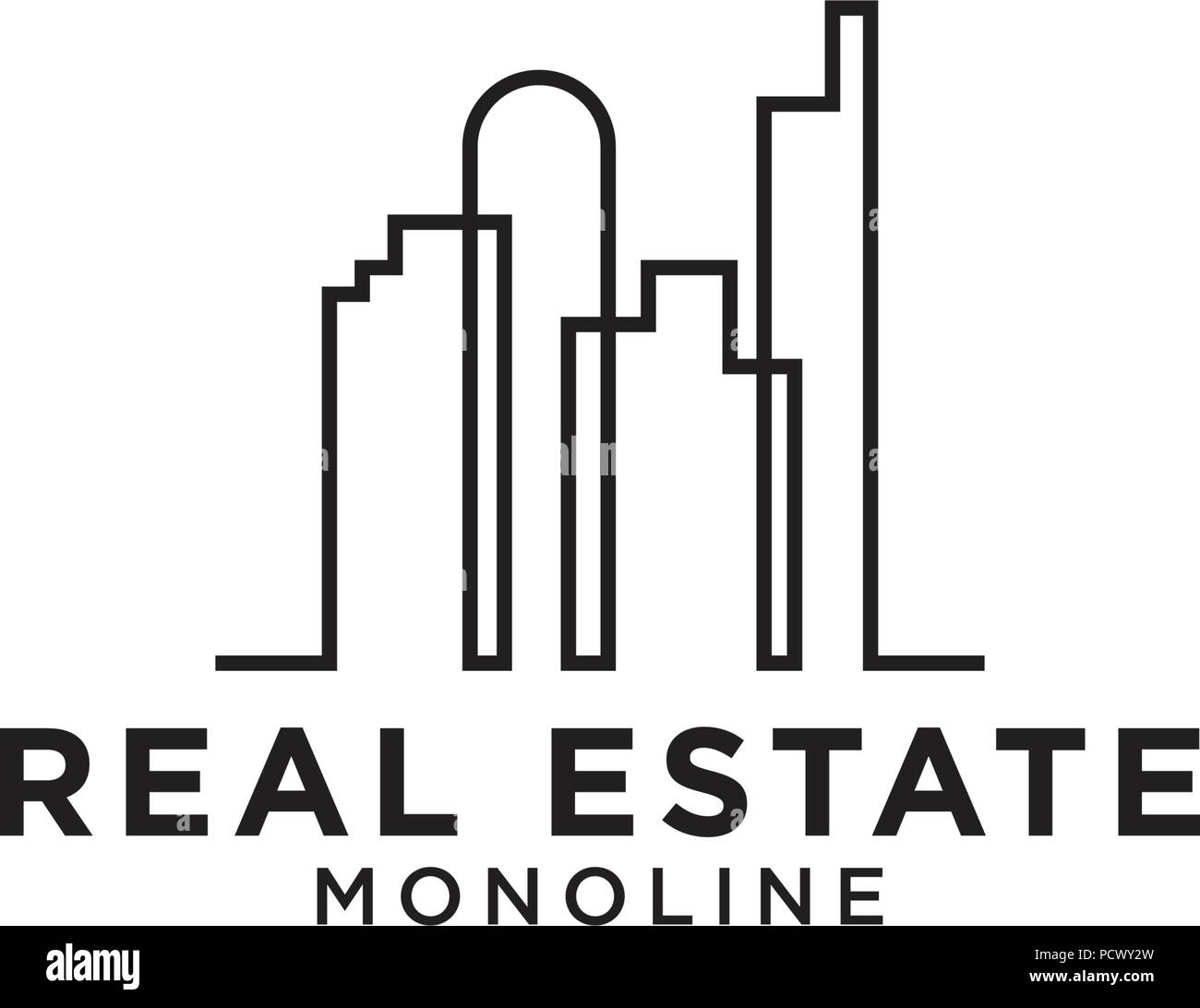 Real estate skyscraper mono line logo design template Stock Vector ...