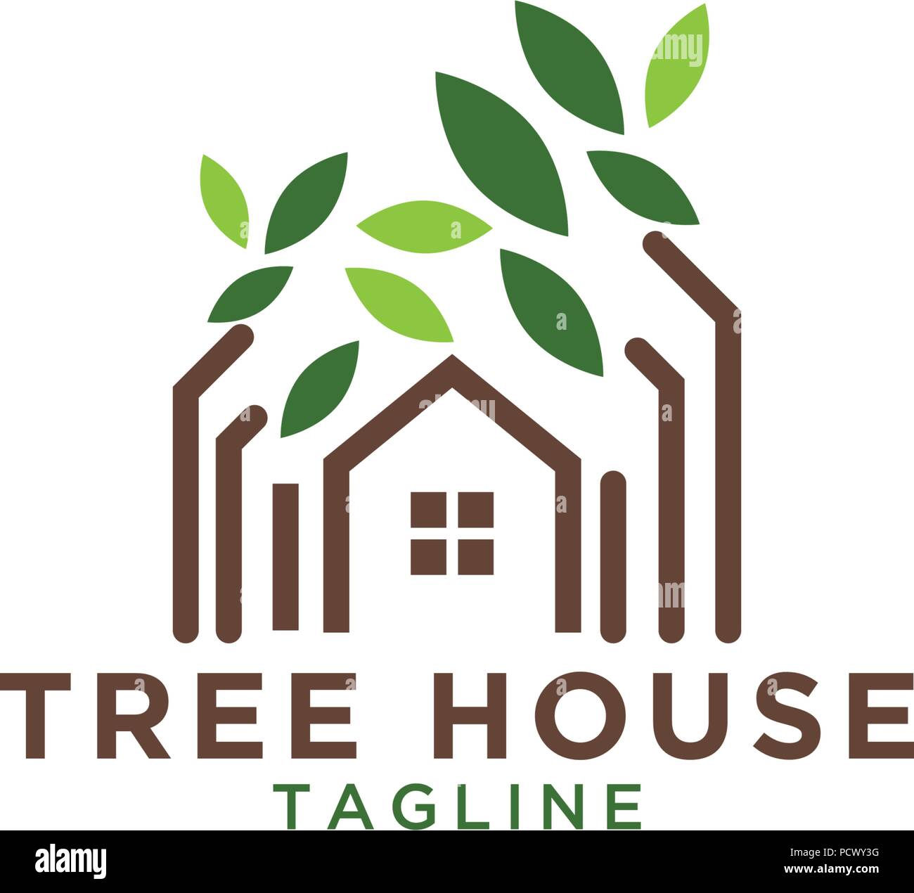 Illustration of tree house logo design template Stock Vector