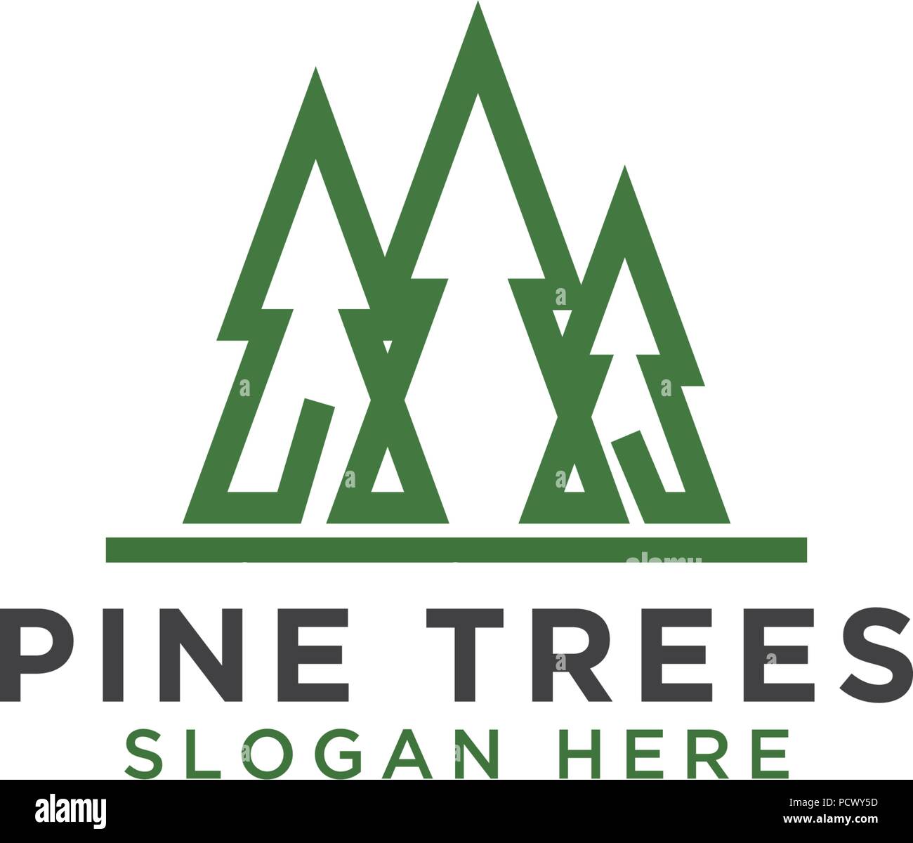 Illustration of pine tree line art logo design template Stock Vector ...