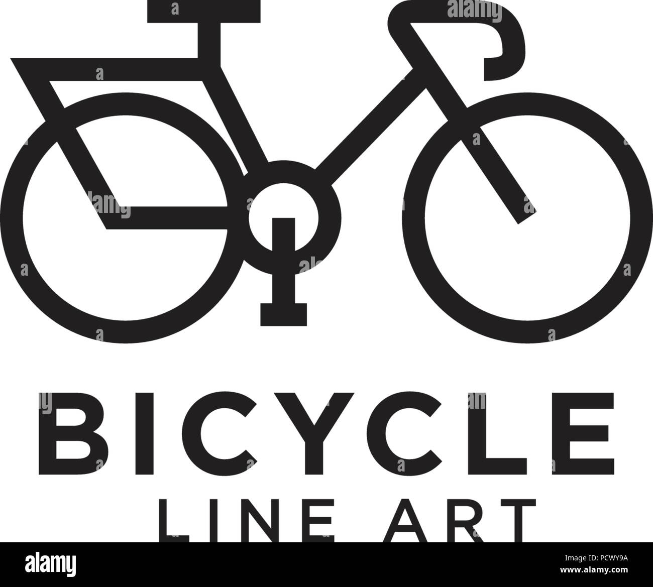 illustration of bicycle line art logo design template stock vector