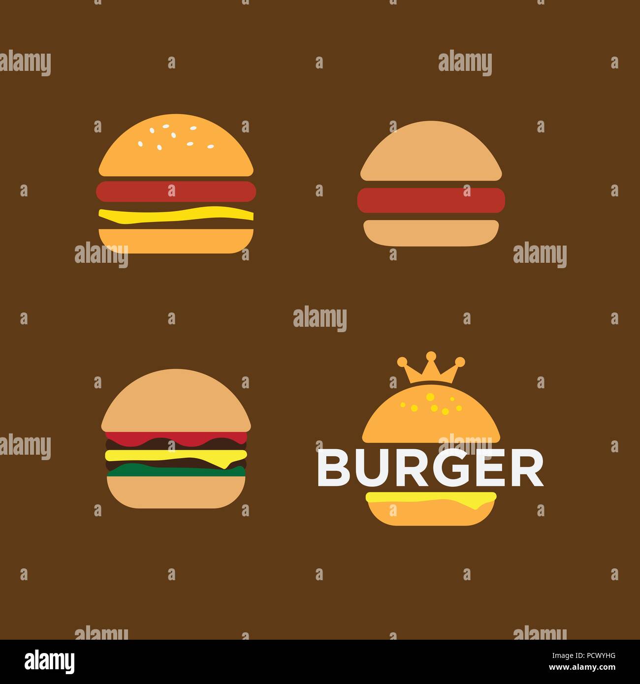 Illustration of burger logo design template vector Stock Vector