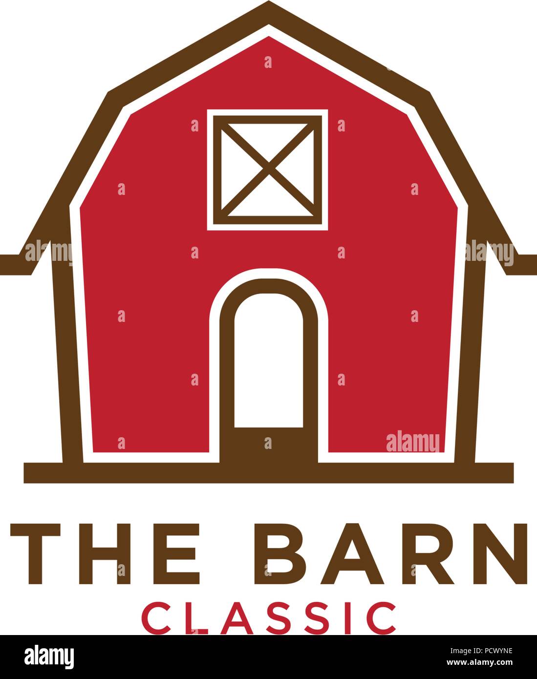 Illustration of red barn logo design template Stock Vector