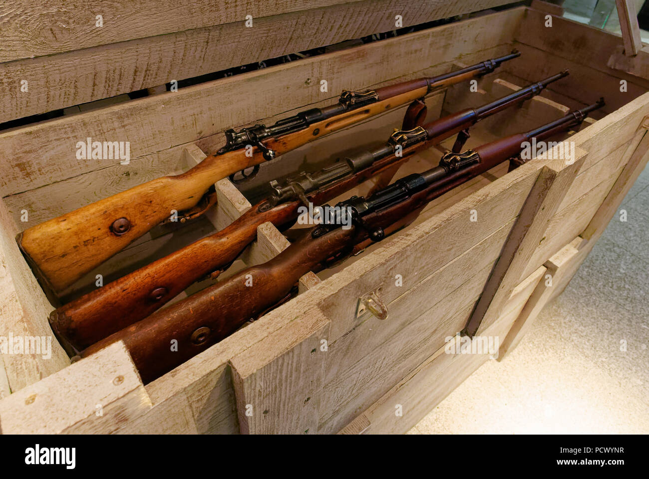 WWI rifles on museum exhibition Stock Photo