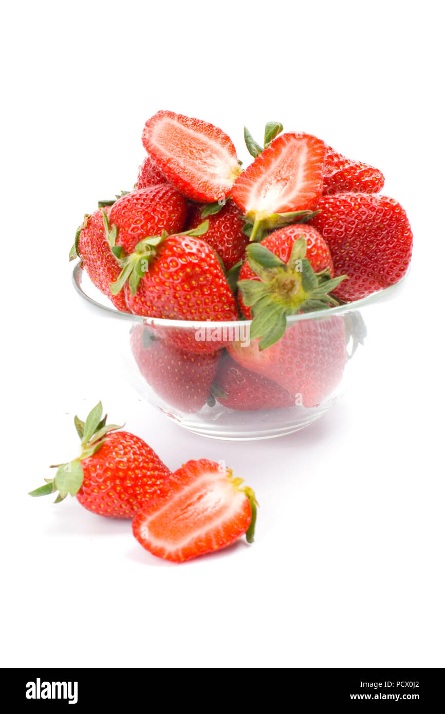strawberries in the bowl closeup on white background Stock Photo - Alamy