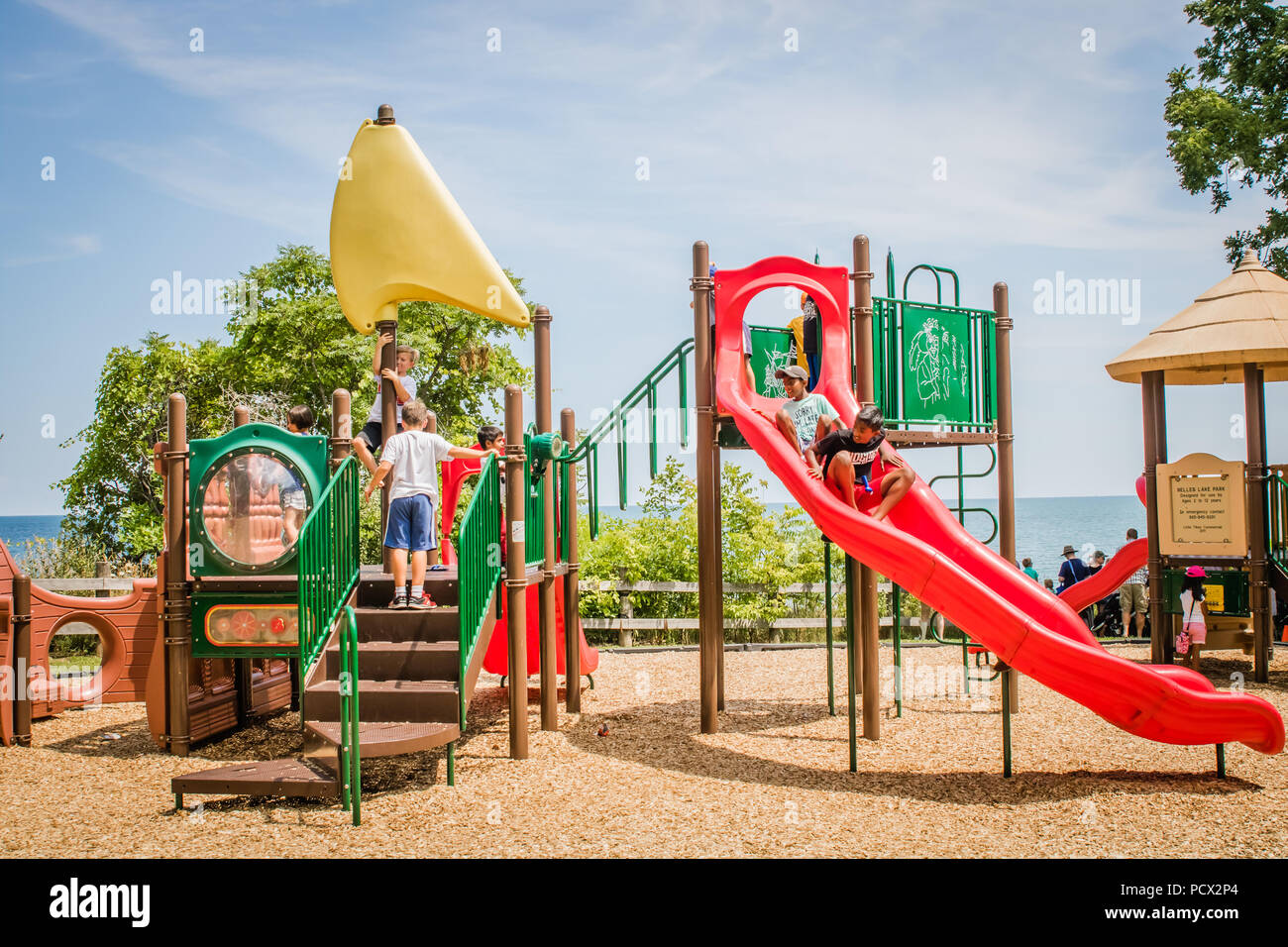 outdoor playground in the summer Stock Photo