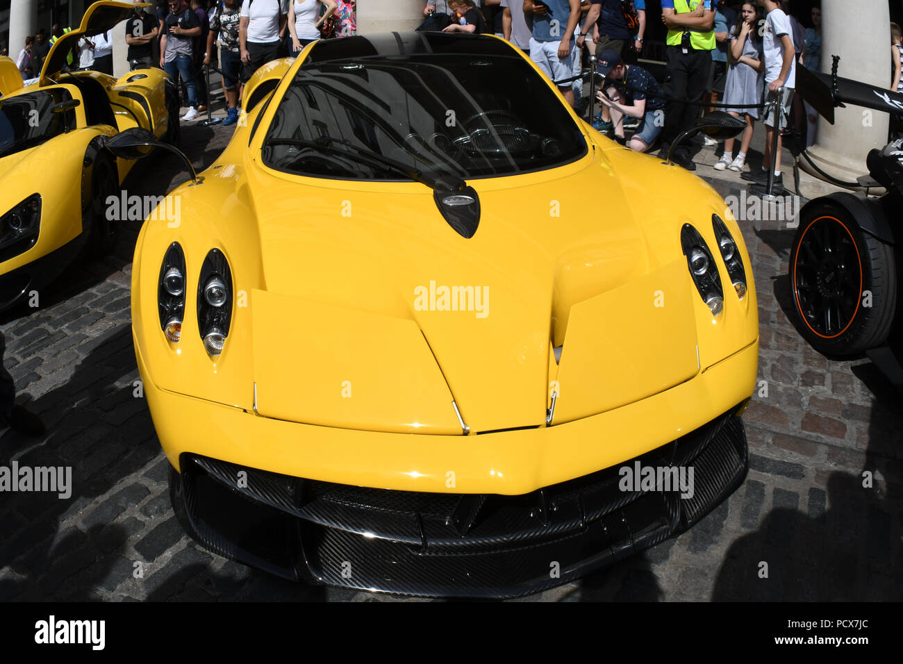 London, UK, 4 Aug 2018. Gumball 3000 rally 2018: One hundred supercars display in Covent garden on August 4 2018, London, UK. Credit: Picture Capital/Alamy Live News Stock Photo