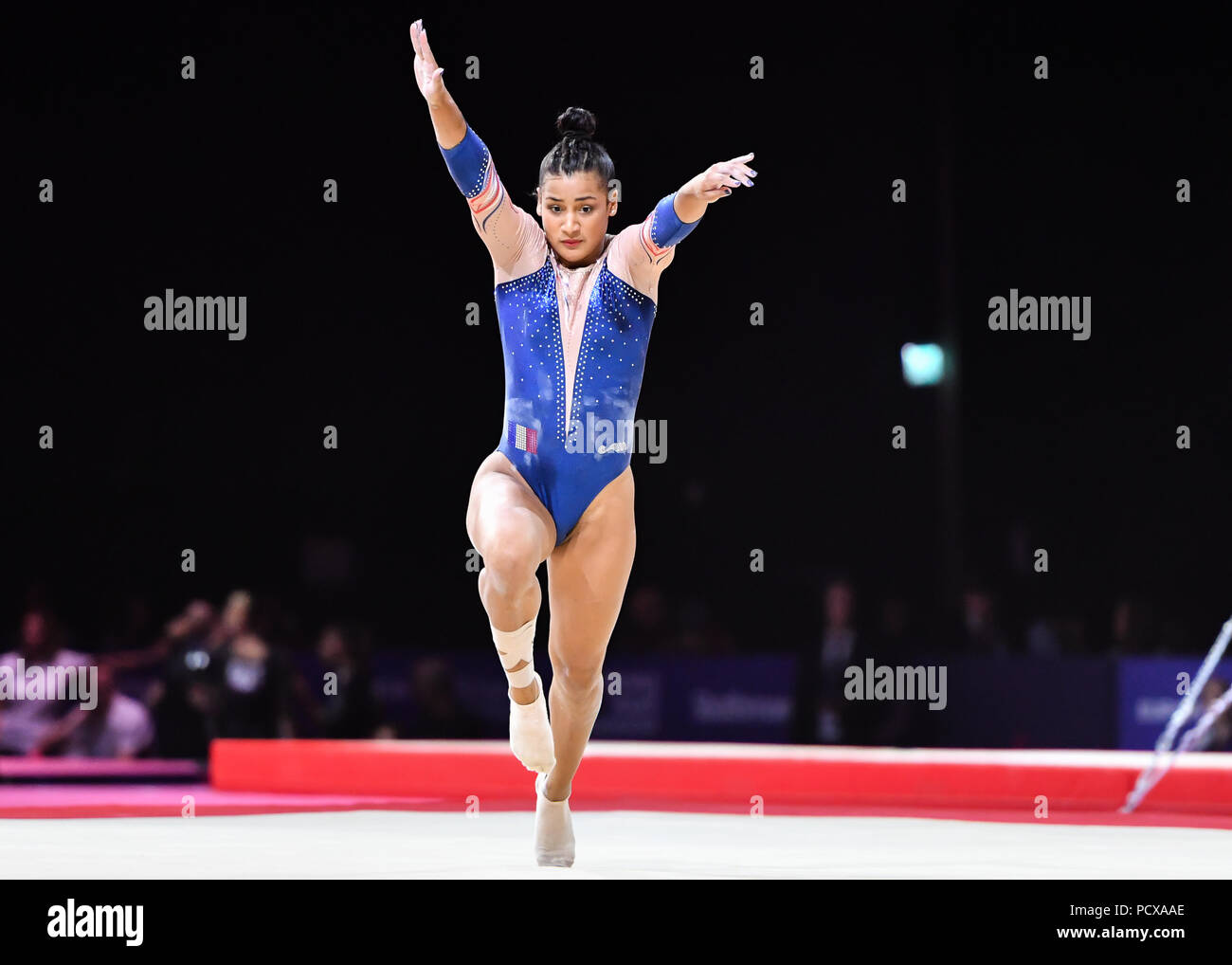 Glasgow, UK, 4 Aug 2018. BOYER Marina (FRA) competes on Floor in Women's Artistic Gymnastics Team Final during the European Championships Glasgow 2018 at The SSE Hydro on Saturday, 04 August 2018. GLASGOW SCOTLAND . Credit: Taka G Wu Credit: Taka Wu/Alamy Live News Stock Photo