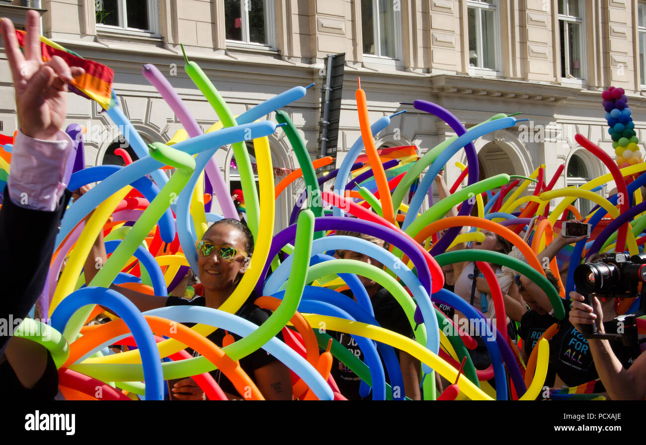 Stockholm, Sweden, 4 Aug 2018. The Europride parade goes through the streets of Stockholm. Credit: Jari Juntunen/Alamy Live News Credit: Jari Juntunen/Alamy Live News Stock Photo
