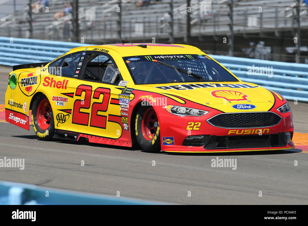 August 4, 2018: Monster Energy NASCAR Cup Series driver Joey Logano #22  during practice for the Monster Energy NASCAR Cup Series Go Bowling at The  Glen on Saturday, August 4, 2018 at