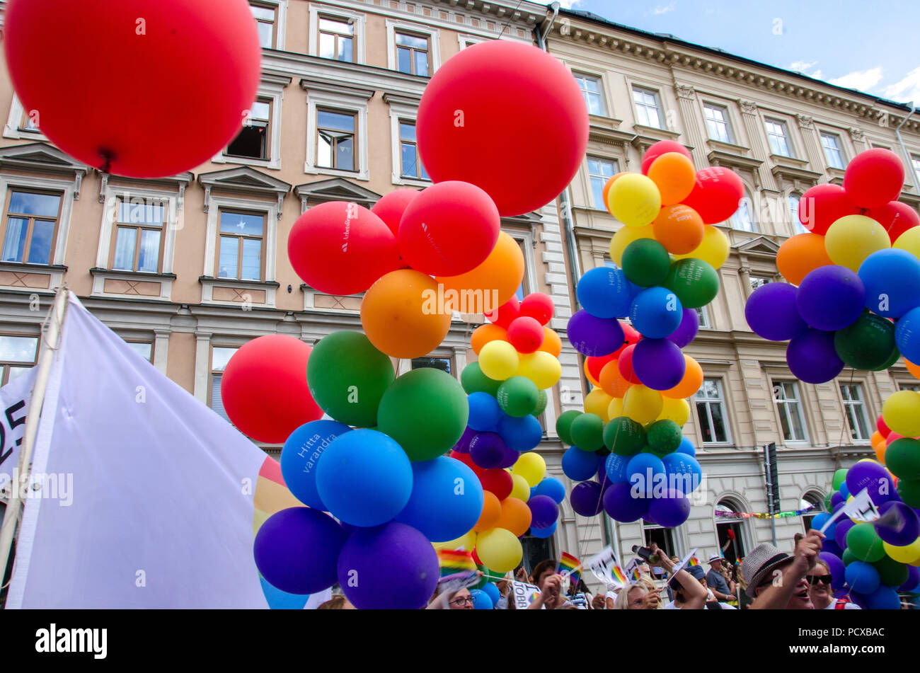 Stockholm, Sweden, 4 Aug 2018. The Europride parade goes through the streets of Stockholm. Credit: Jari Juntunen/Alamy Live News Stock Photo