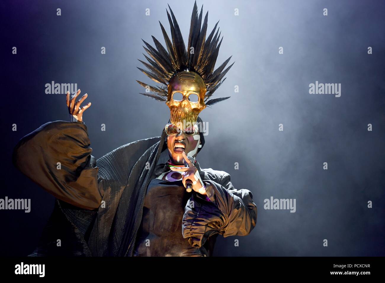 Grace Jones performs on stage at Bestival, Dorset, UK Credit: Finnbarr Webster/Alamy Live News Stock Photo