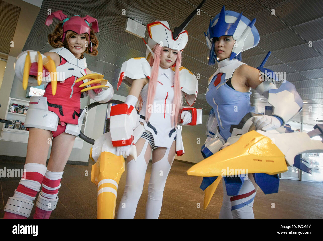 Vancouver, Canada. 4th Aug, 2018. Cosplayers pose for photo during the  annual Anime Revolution in Vancouver, Canada, Aug. 4, 2018. Anime  Revolution is a three-day annual anime convention in west Canada that