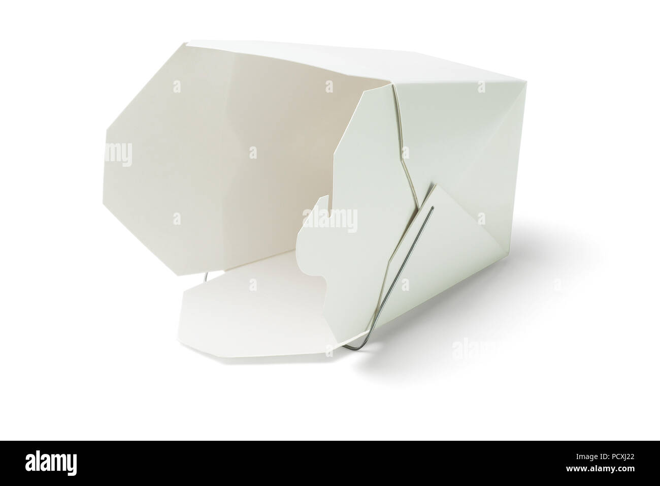 Empty Chinese Takeaway Cardboard Container Lying on White Background