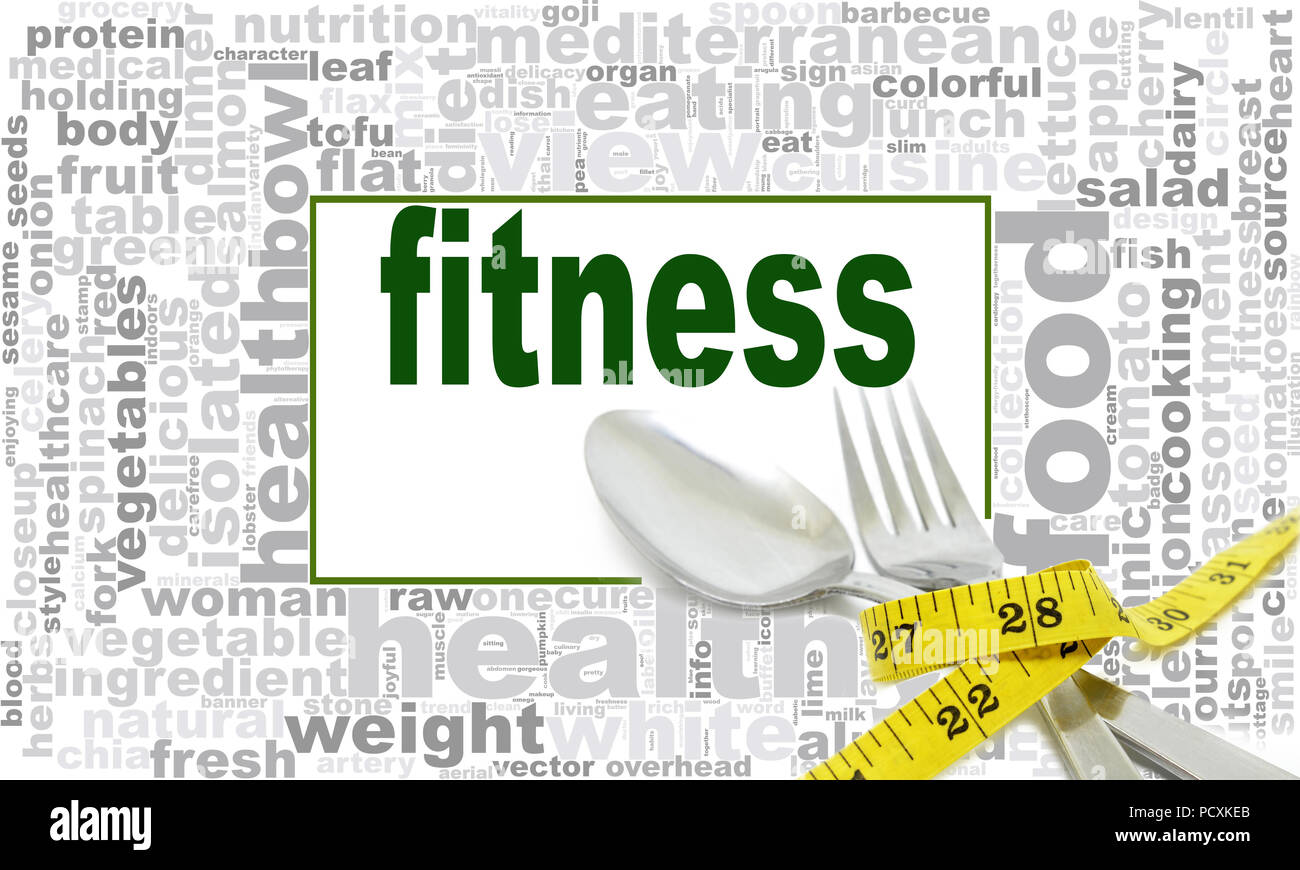 Fitness word cloud design. Creative illustration of idea word lettering