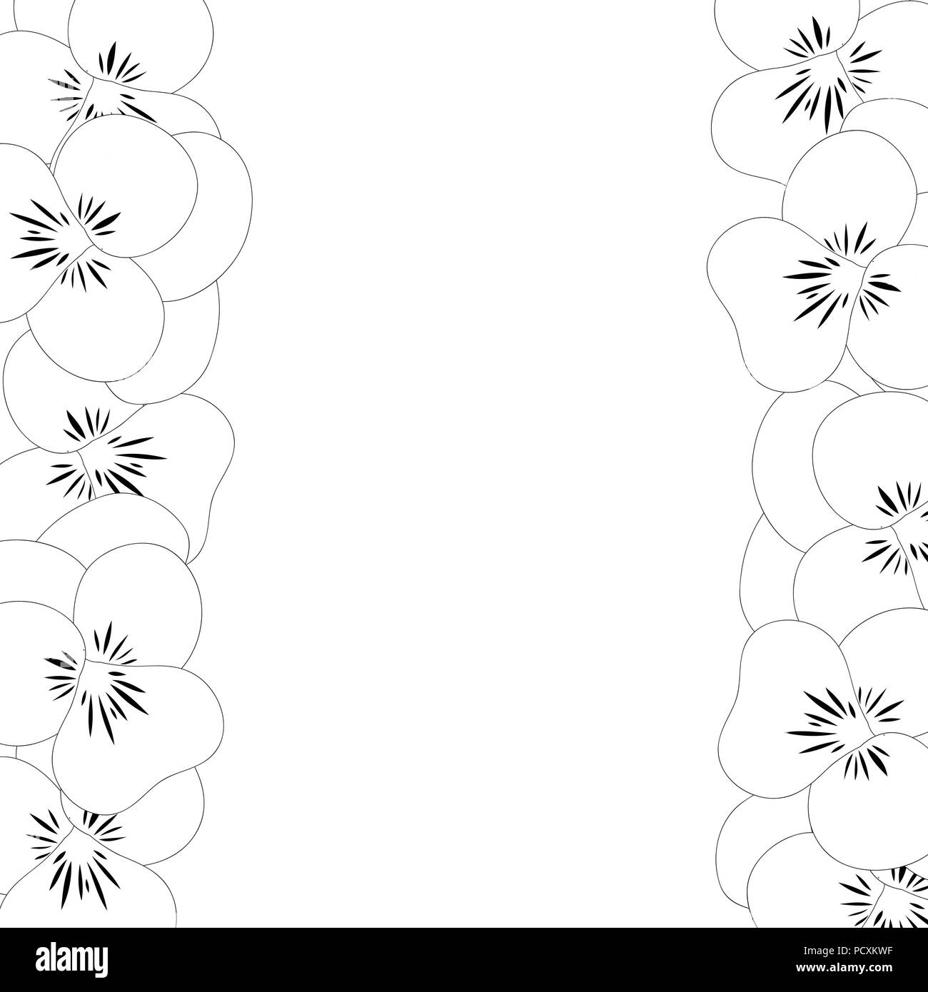 Viola Garden Pansy Flower Outline Border Vector Illustration Stock Vector Image Art Alamy