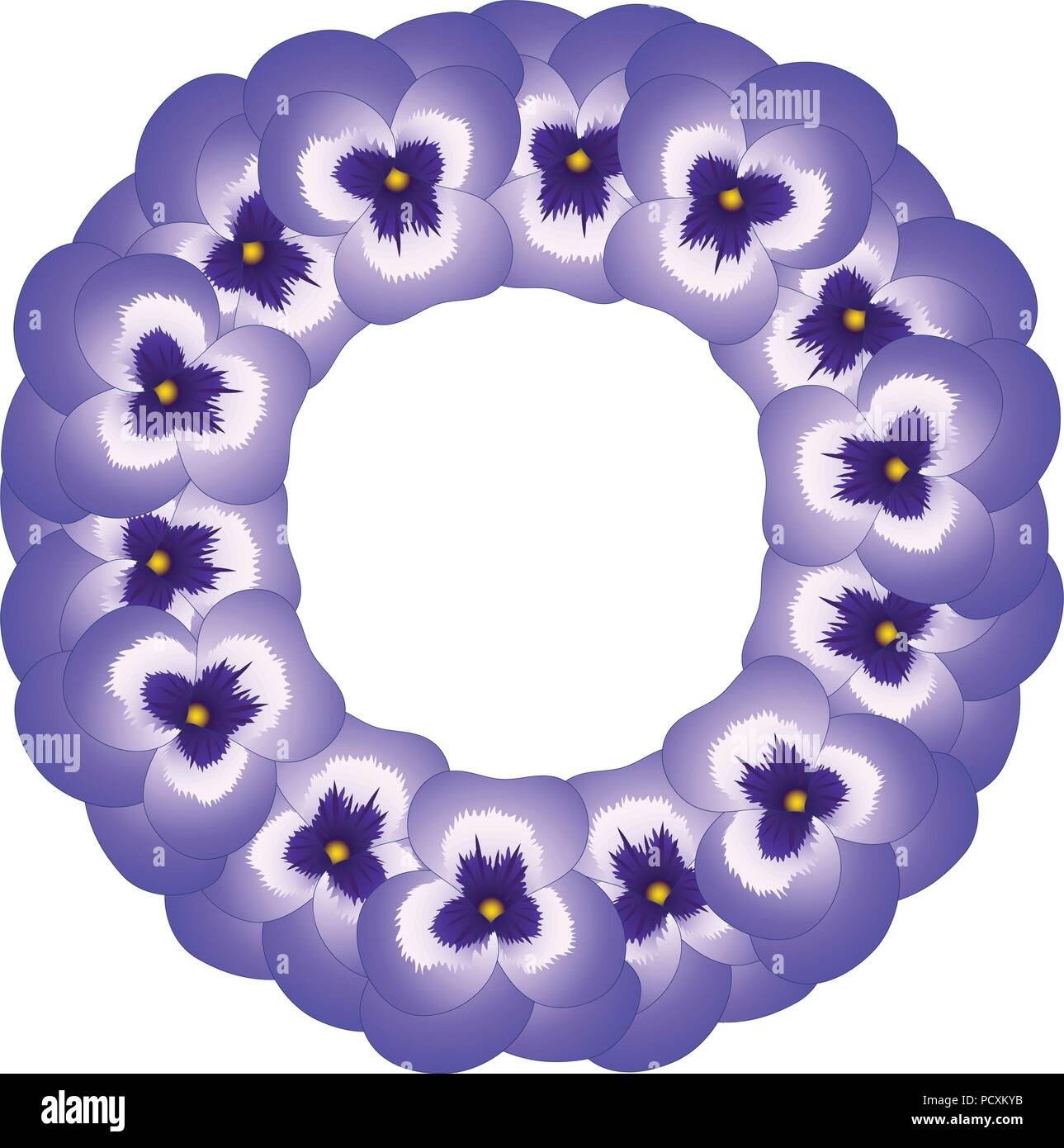 Violet Viola Garden Pansy Flower Wreath. Vector Illustration Stock ...