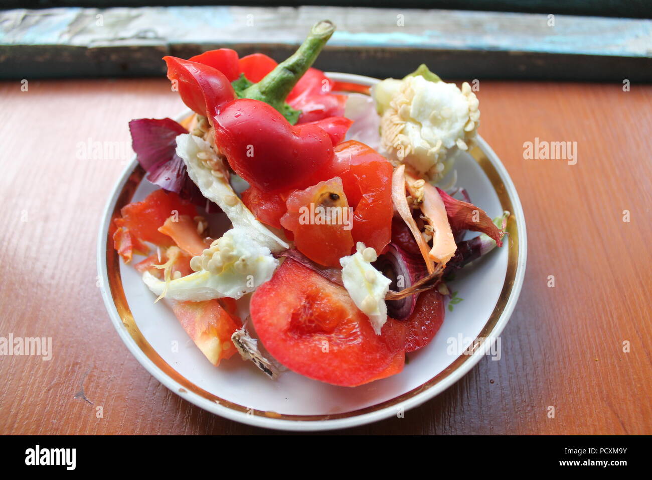 appetizing fresh juicy pulp colorful vegetables for dinner Stock Photo