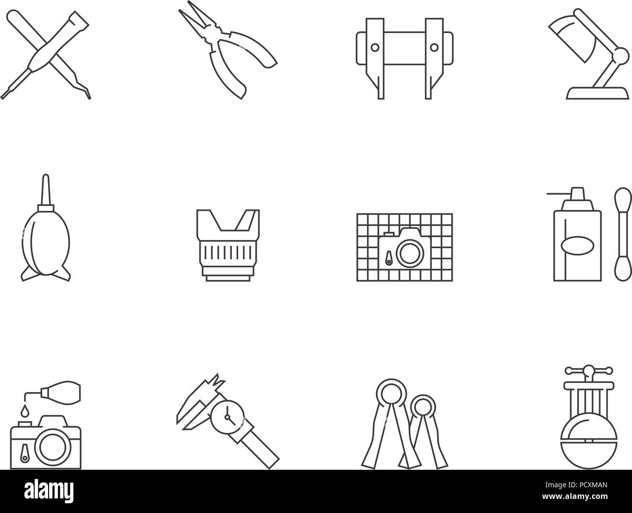 Outline Icons - Camera Repair Stock Vector