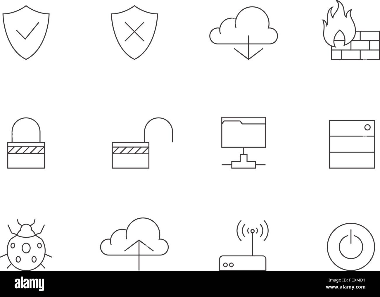 Outline Icons - Computer Network Stock Vector Image & Art - Alamy