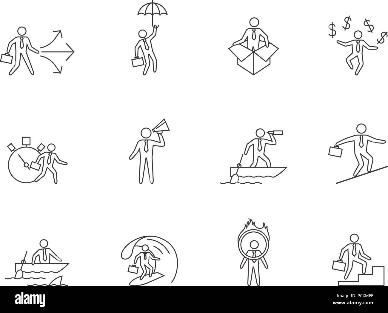 Marketing management outline icons hi-res stock photography and images ...