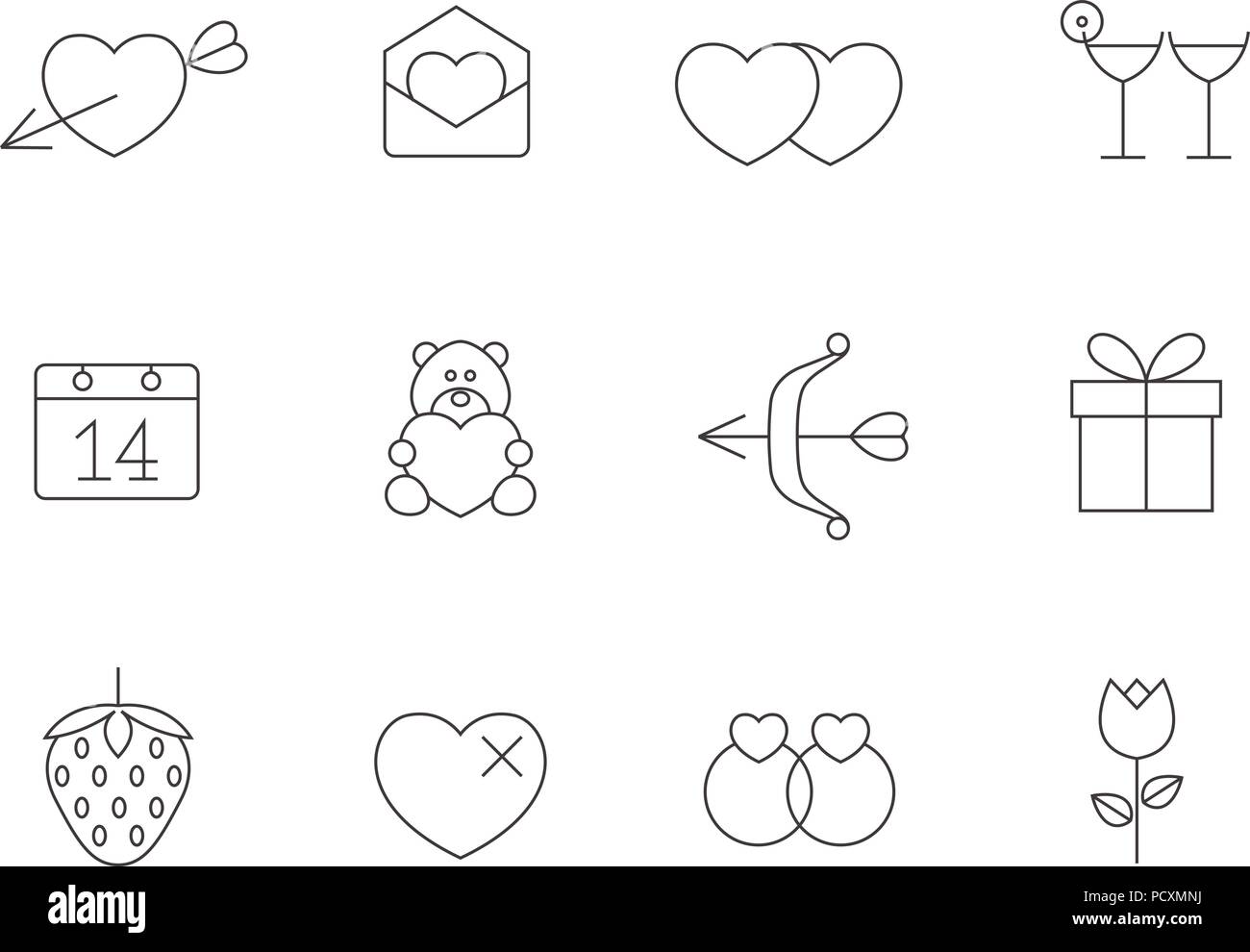 Outline Icons - Love Stock Vector
