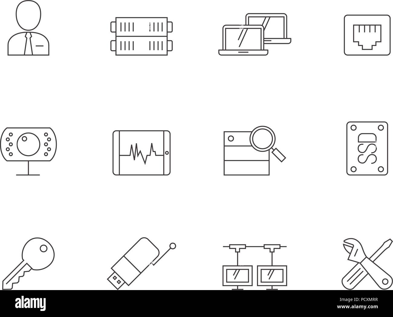 Outline Icons - More Computer Network Stock Vector