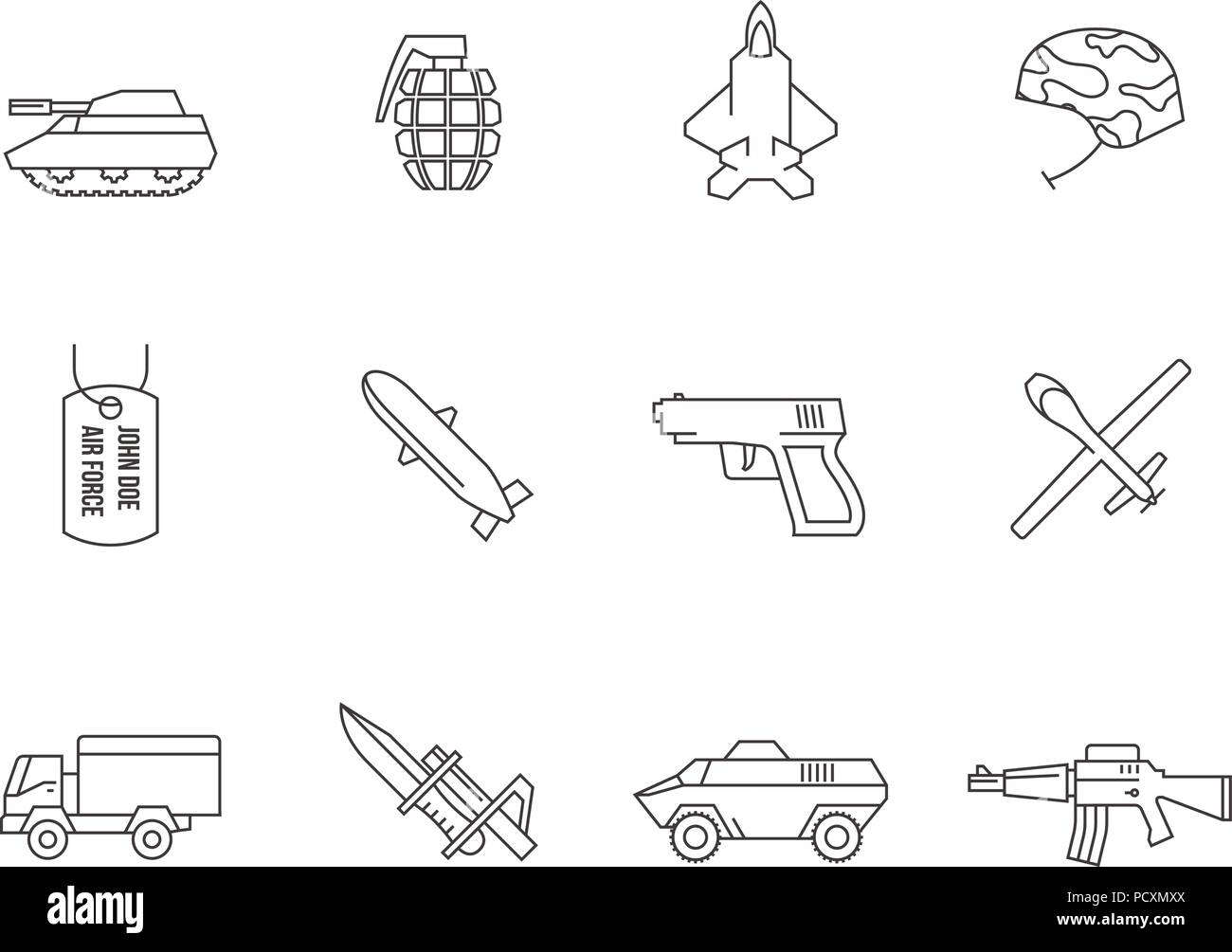 Outline Icons - Military Stock Vector
