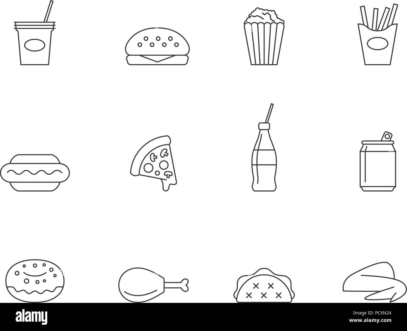 outline-icons-fast-food-stock-vector-image-art-alamy