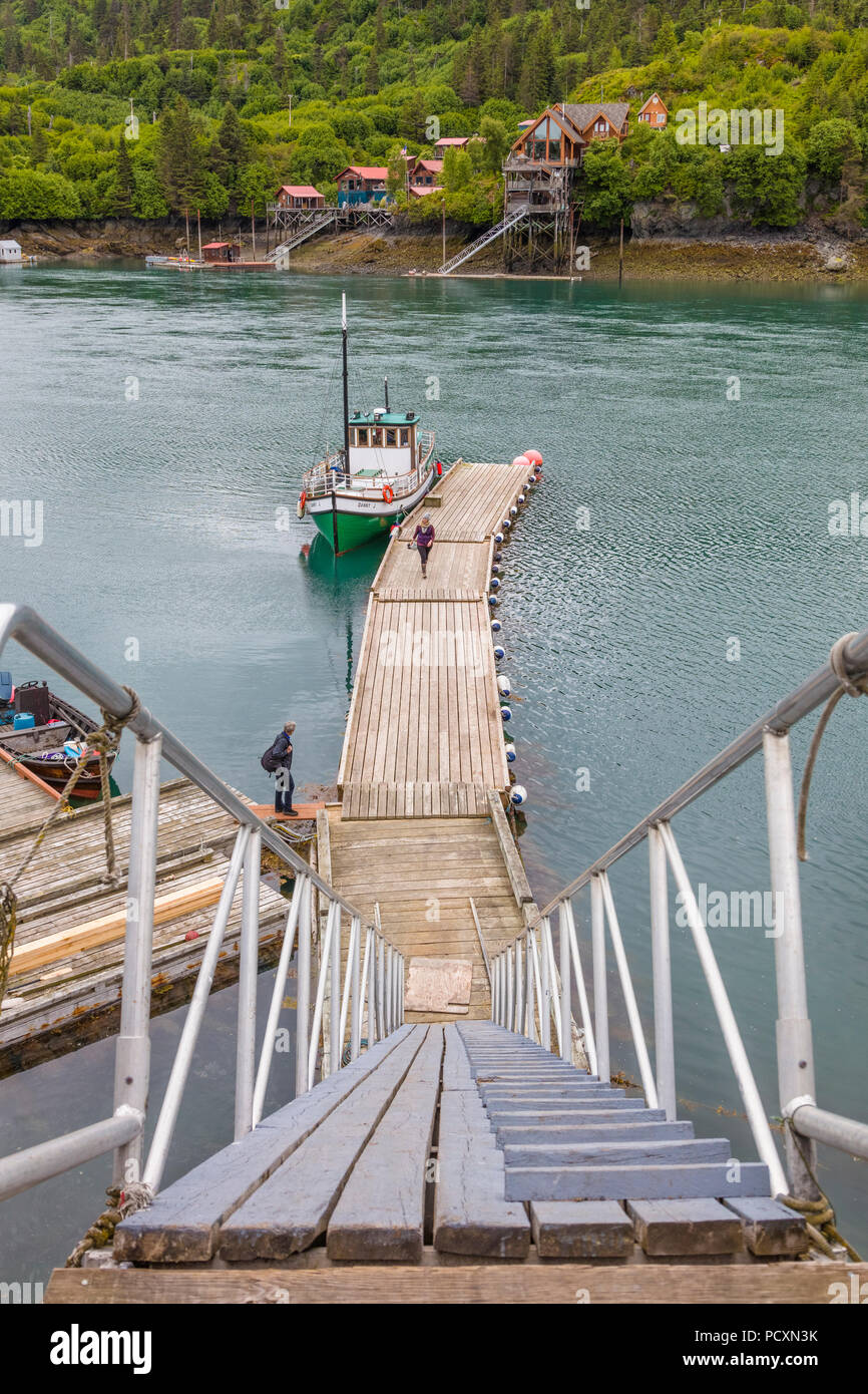 Danny J at dock in Halibut Cove on the Kenai Peninsula across Kachemak