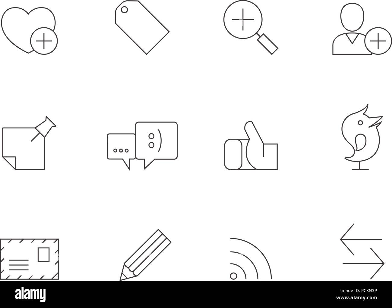 Outline Icons - Social Network Stock Vector