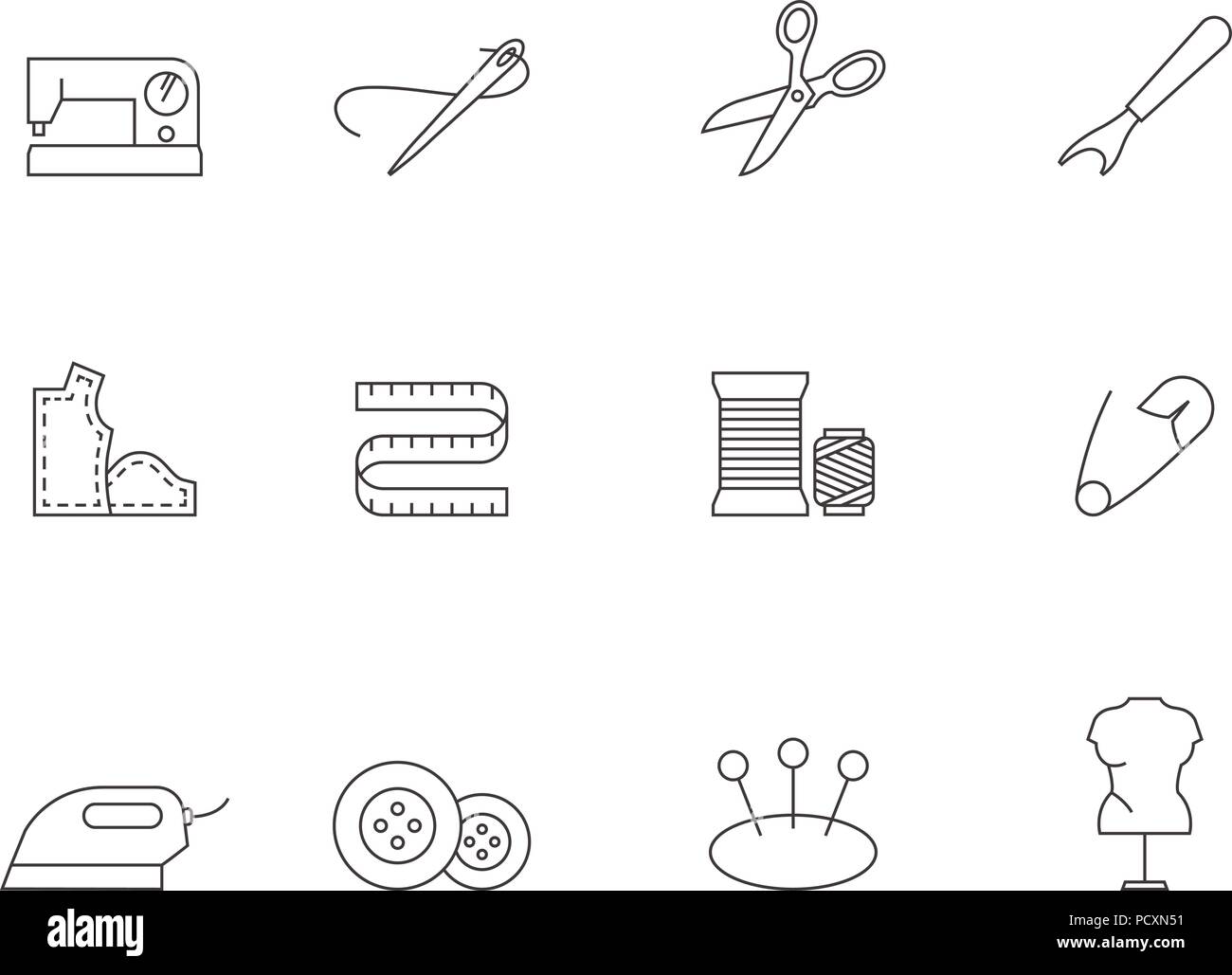 Outline Icons - Sewing Stock Vector