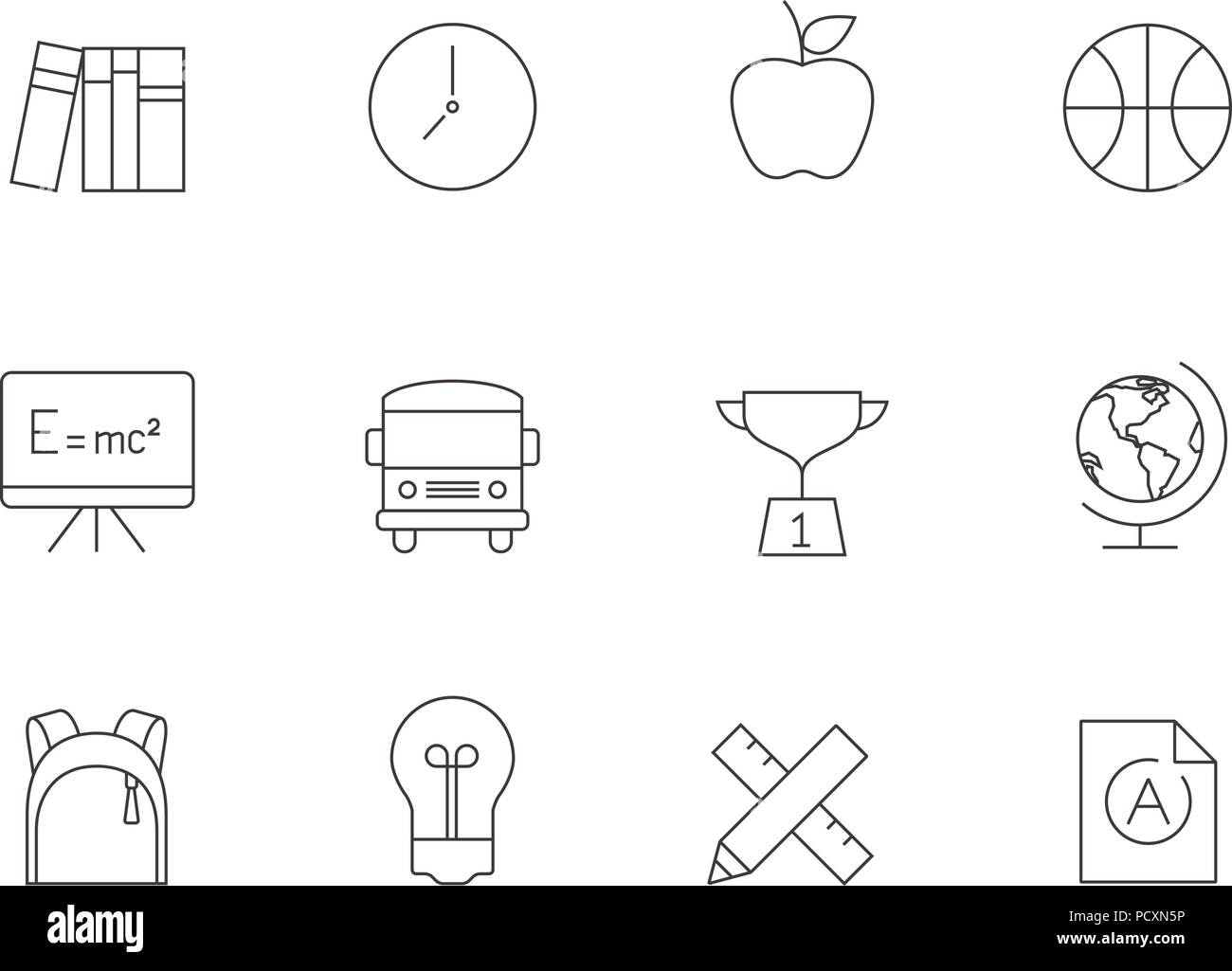Outline Icons - School Stock Vector