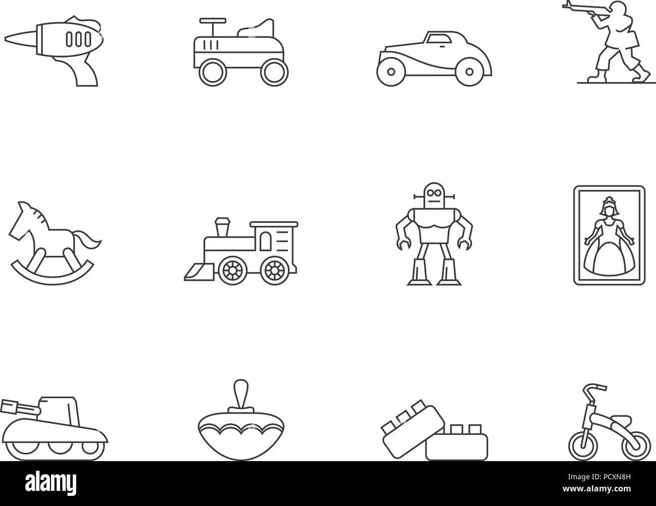 Outline Icons - Toys Stock Vector