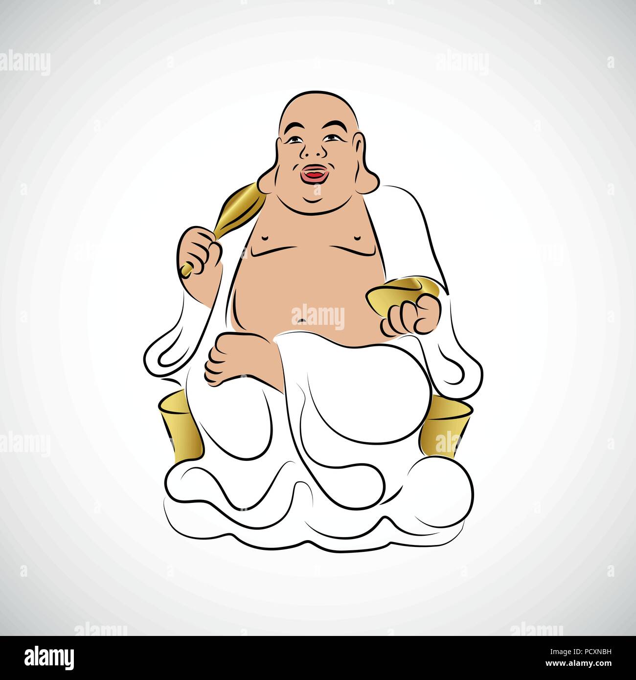 big Thai Buddha Golden Statue vector illustration Stock Vector