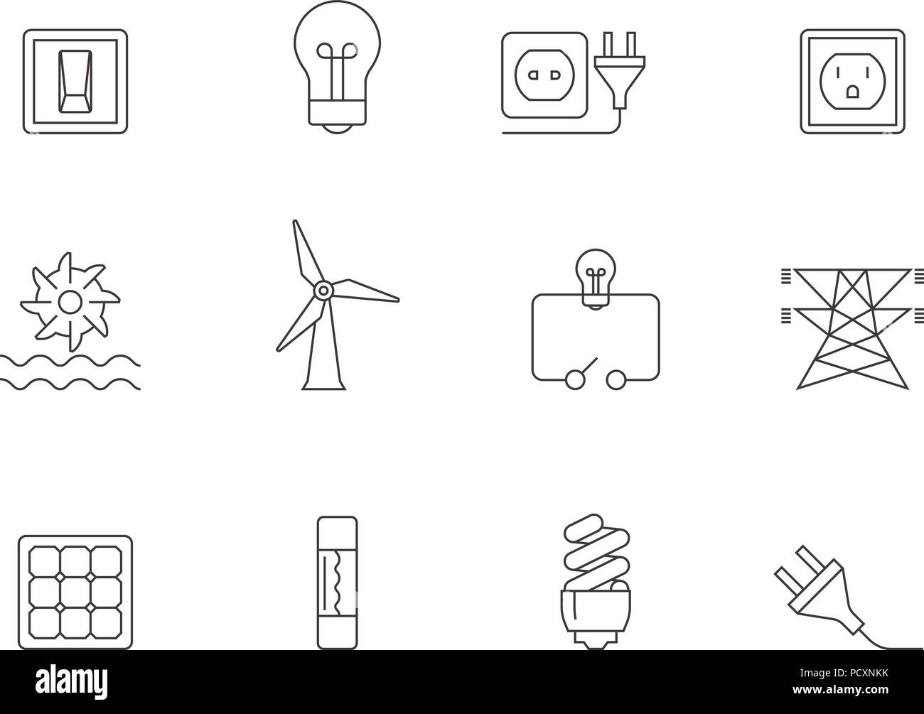 Outline Icons - Electricity Stock Vector