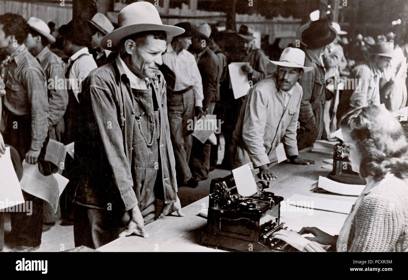 Mexican Farm Workers Who have been Accepted for Farm Labor in the U.S. through the Braceros Program Stock Photo
