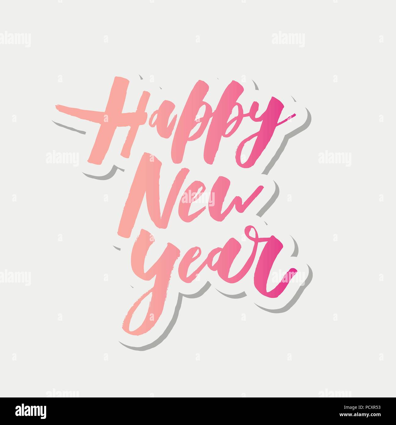 Happy New Year Vector Gradient Phrase Lettering Calligraphy ...