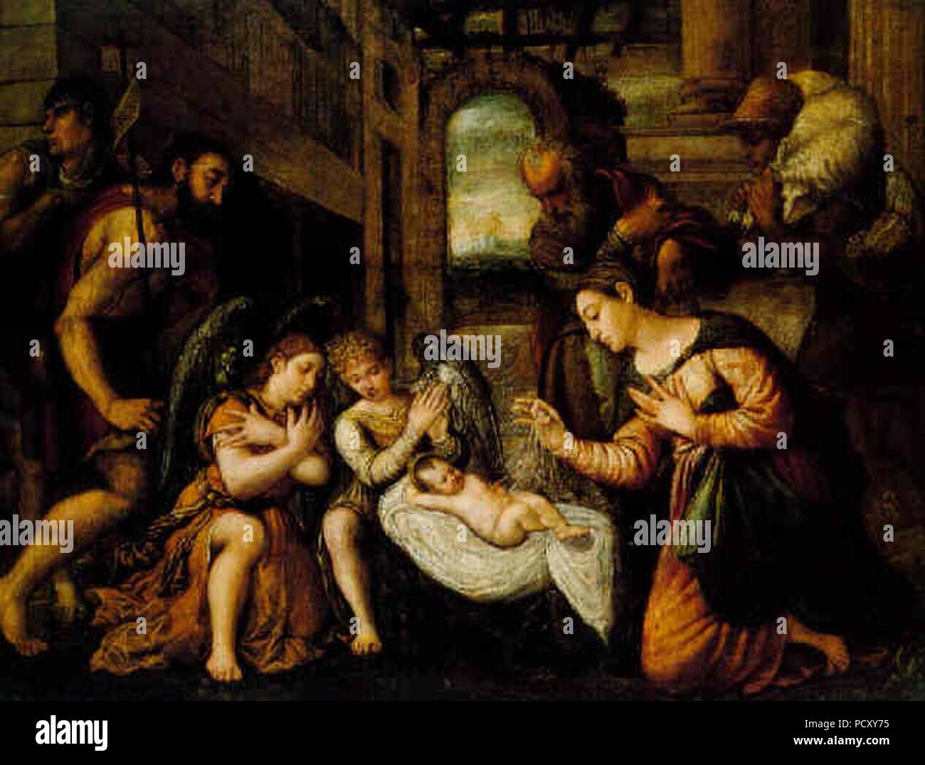 Alvise dal Friso Natividad oleo sobre lienzo 142 x 188 Colección privada. Stock Photo