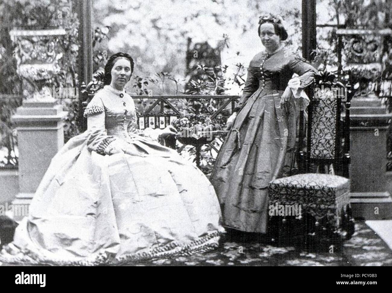 Amalia queen of Greece with Elisabeth grand duchess of Oldenburg mid 1860s. Stock Photo