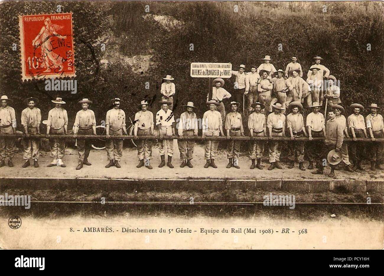 Ambares detachement-du-5e-genie-equipe-du-rail-mai-1905. Stock Photo