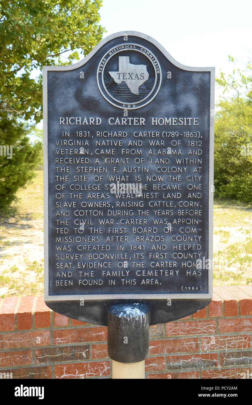 Historical marker at the Richard Carter Park and homestead in College
