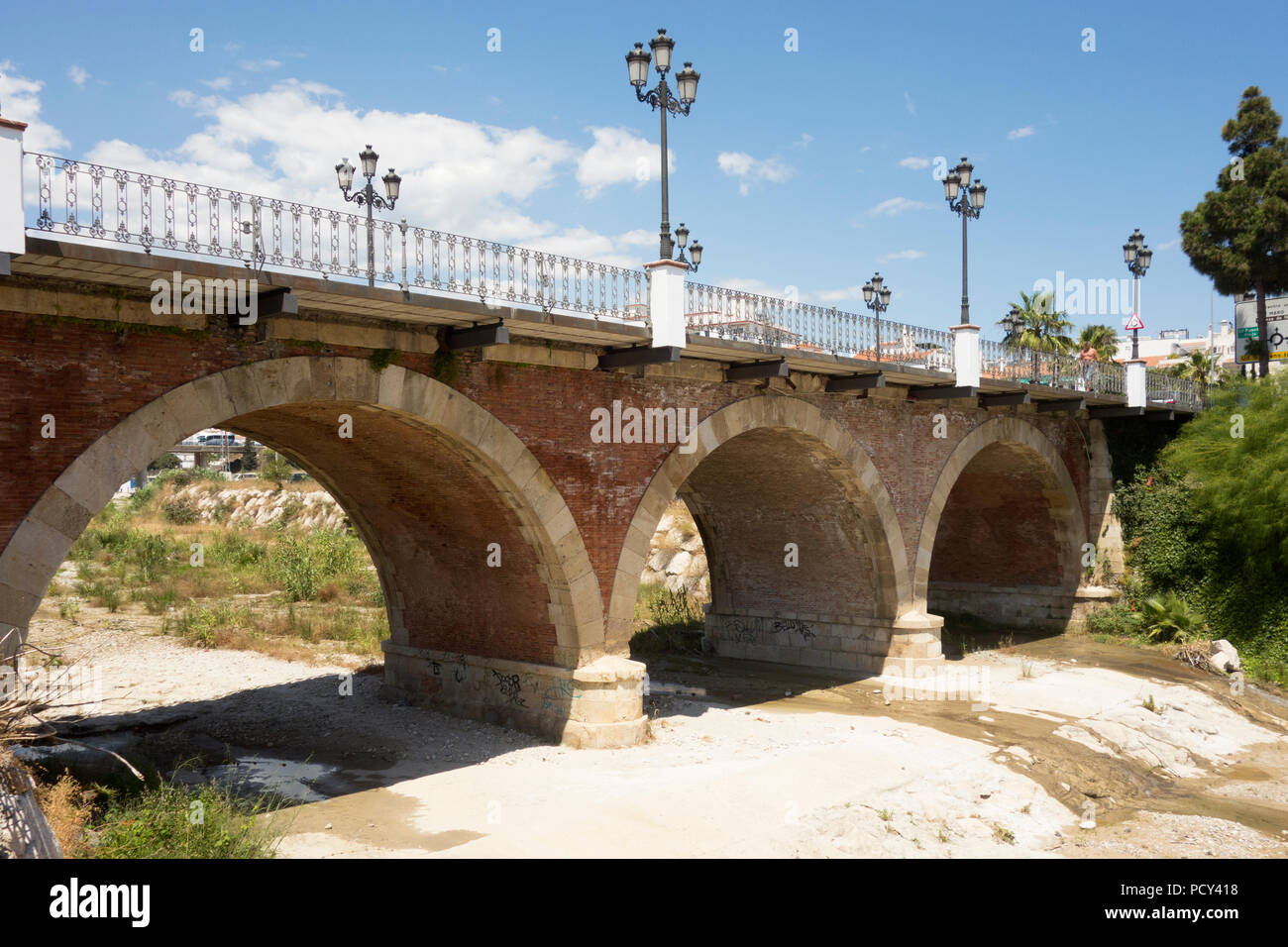 The Puente Viejo bridge, or more commonly called the old Bridge in Nerja Spain Stock Photo