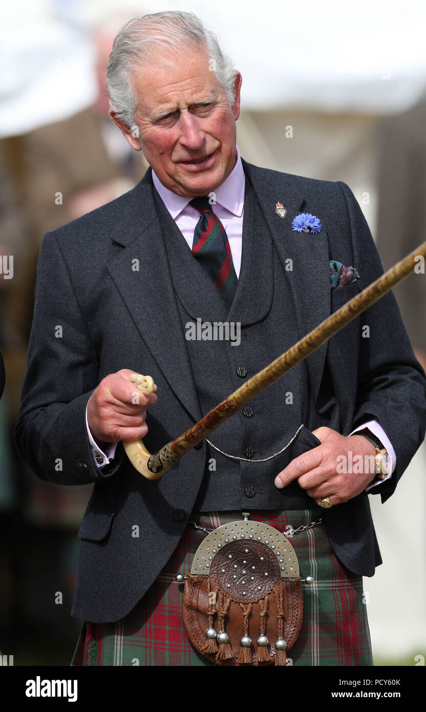 The Prince of Wales, known as the Duke of Rothesay in Scotland, as he attends the Mey Highland & Cultural Games at the John O'Groats Showground in Caithness. Stock Photo