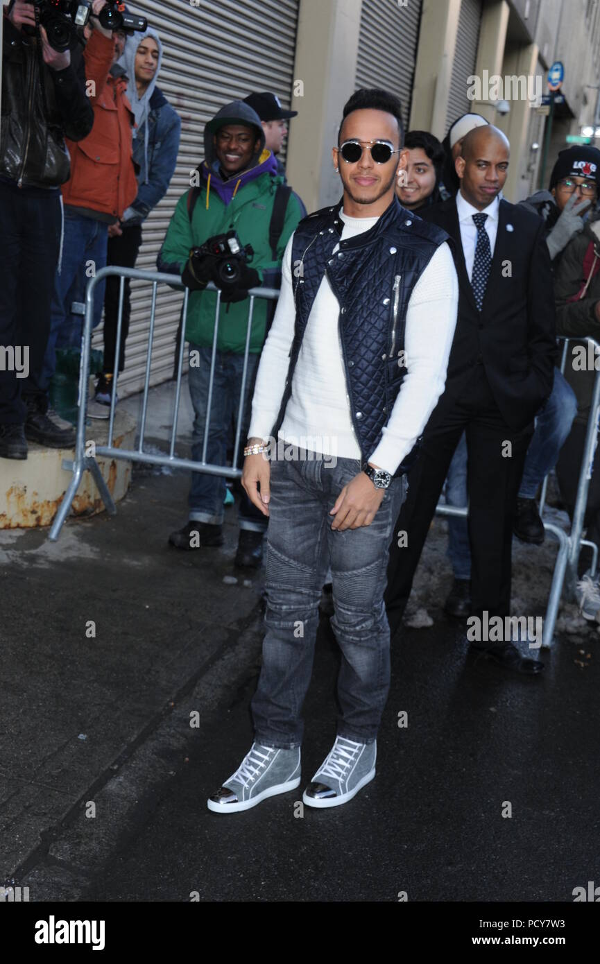 NEW YORK, NY - FEBRUARY 11: Lewis Hamilton at the Kanye West x Adidas  Launch Party celebrating
