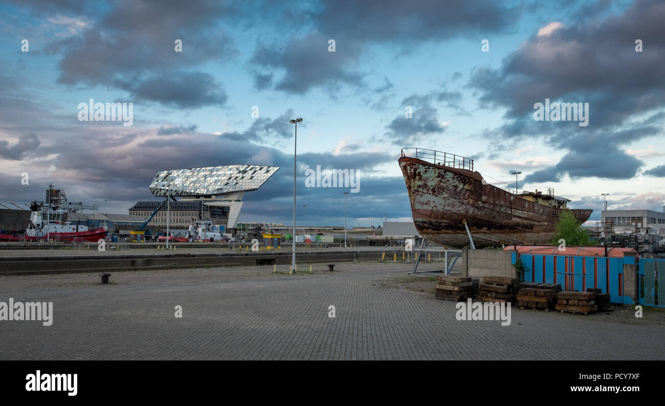 Contextual view on the new Port House of Antwerp, Monday 25 June 2017, Antwerp, Belgium. Stock Photo