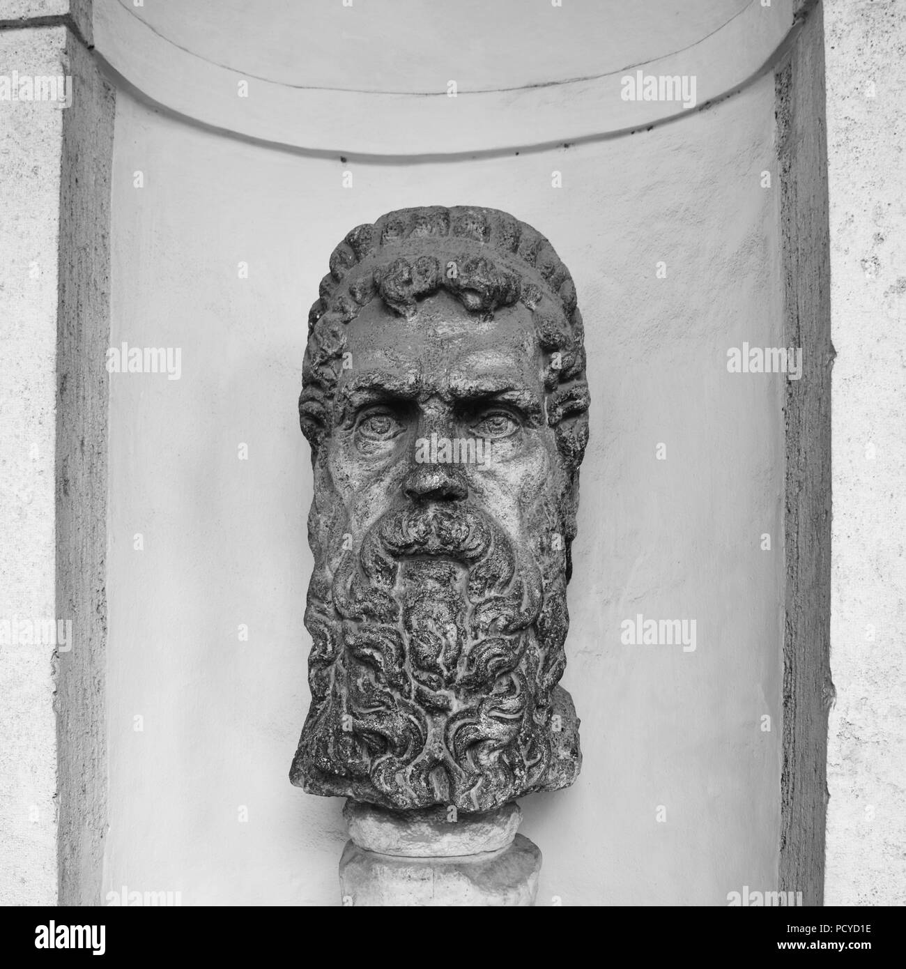 Bust sculpture at Villa D'Este in Tivoli, Rome, Stock Photo