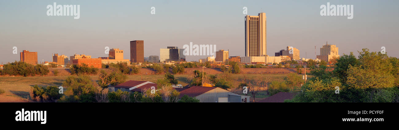 A long panoramic view of the north Texas town metro area of Amarillo Stock Photo