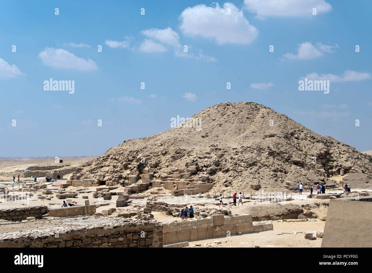 The ruins of the pyramid of Unas at the Saqqara necropolis, Egypt. Stock Photo