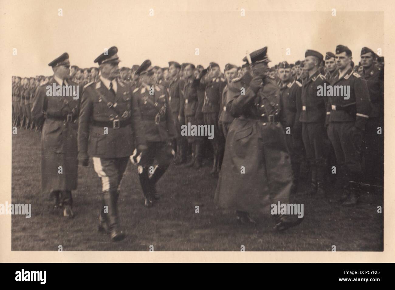 Image from the photo album of Oberfeldwebel Gotthilf Benseler of 9. Staffel, Kampfgeschwader 3: Reichsmarschall Hermann Göring visits III./KG3 on 25th September 1939, following the successful Poland Campaign. During his visit he presented Iron Crosses 2nd Class to flight crew. Stock Photo