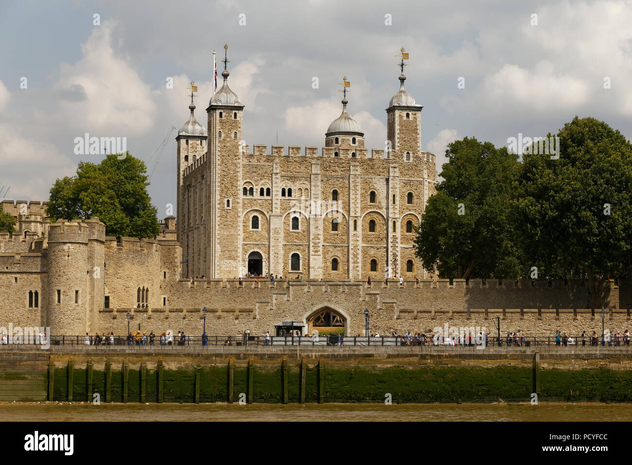 The Tower Of London from a Thames tour boat River Thames London Stock Photo